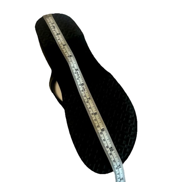 TORY BURCH Wedge Platform Gold Logo Flip Flops Black Women Sandals Size US 9? - Picture 10 of 13
